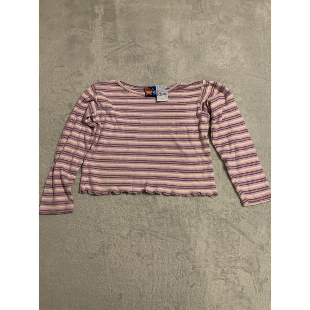 Vintage Nick Jr. Girls Size 6X Striped Purple Pink Long Sleeve Shirt Y2K